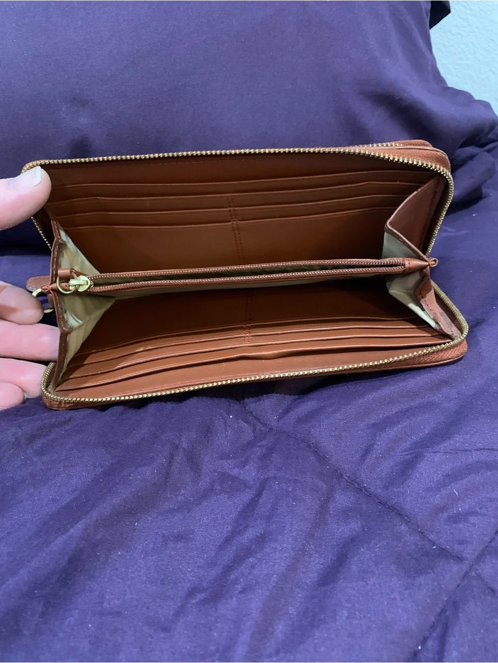 Coach Leather Double Zip Accordion Wallet Wristlet